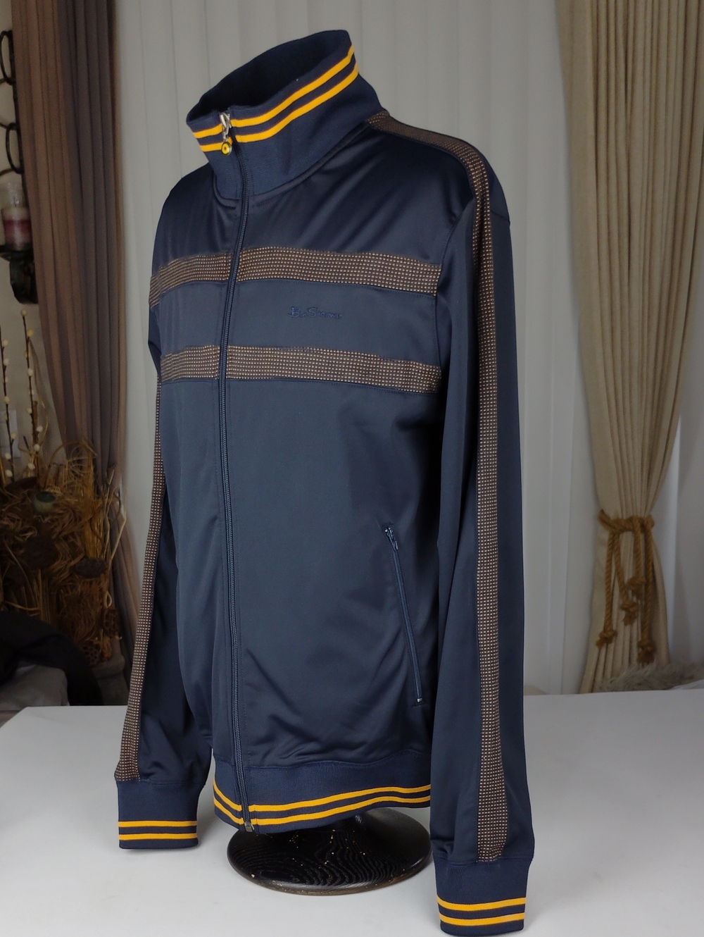 Ben Sherman Men's Navy Track Jacket with Orange Trim.